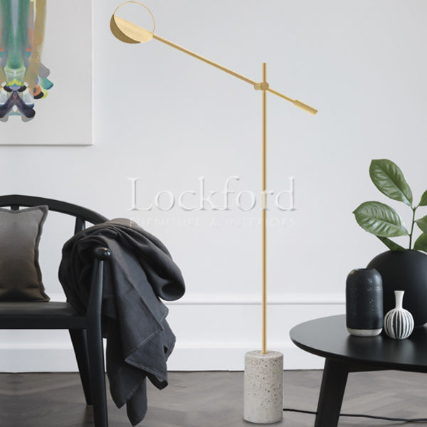 Ariel Contemporary Adjustable Floor Lamp with Terrazzo Base - More Colors