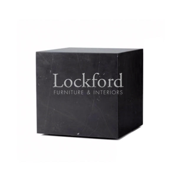 Constantine Marble Plinth Cubic Side Table - Black Marble