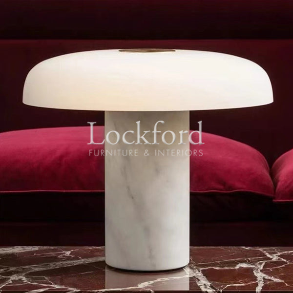 Laurent Luxury Mushroom Table Light with White Marble Base