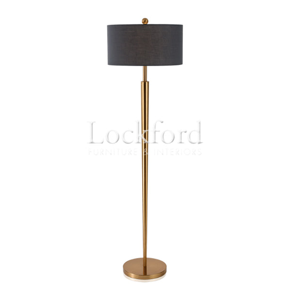 Mikel Brass Floor Lamp with Linen Lamp Shade - More Colors