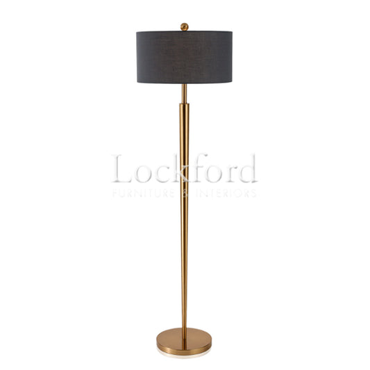 Mikel Brass Floor Lamp with Linen Lamp Shade - More Colors