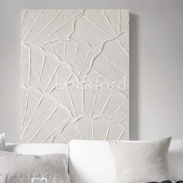拱門紋理石膏牆藝術 - 白色扇形紋理牆藝術 - 更多尺寸