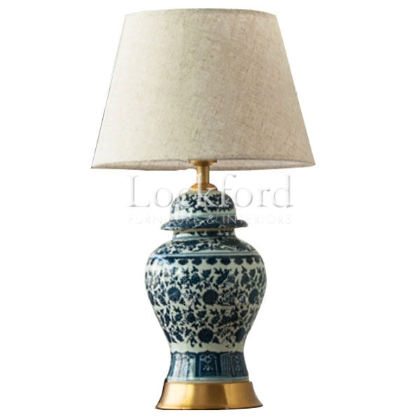 Chinese Indigo Glazed Ceramic Table Light - More Sizes