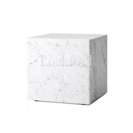 Constantine Marble Plinth Cubic Side Table - White Marble