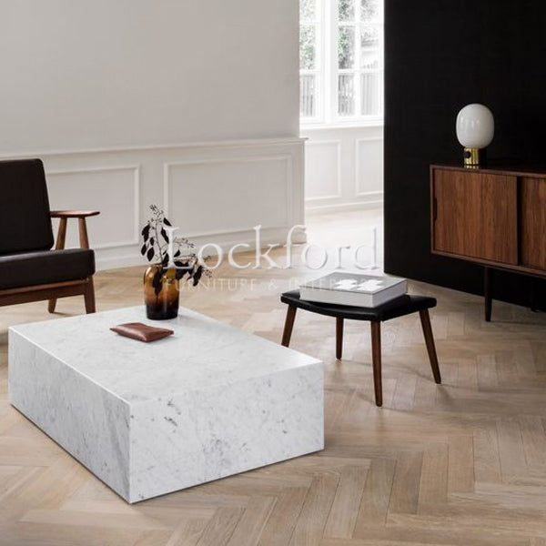 Constantine Marble Plinth Coffee Table - White Marble - More Sizes