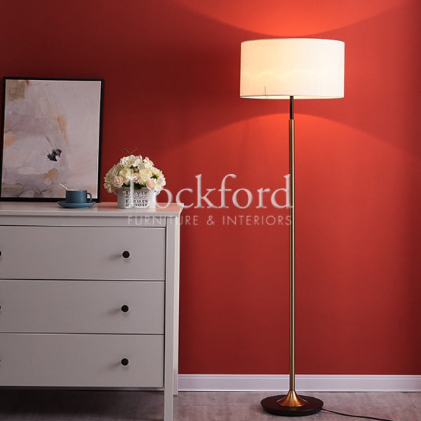 Eton Contemporary Floor Lamp with Brass Detail