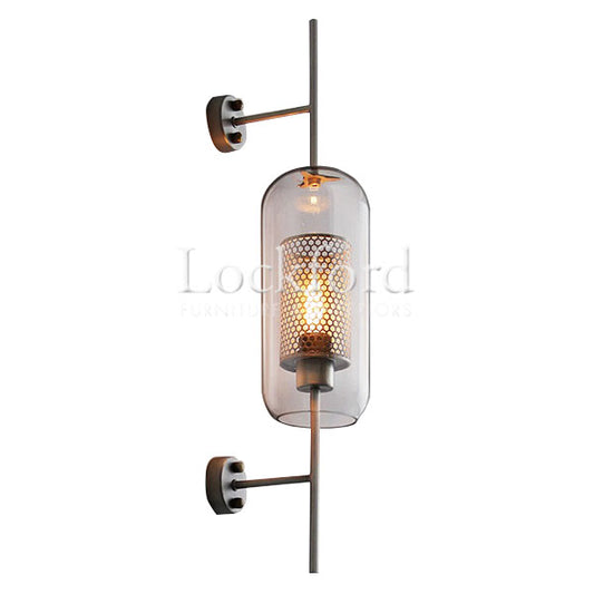 Farringdon Contemporary Cylinder Wall Lamp with Brass Accent