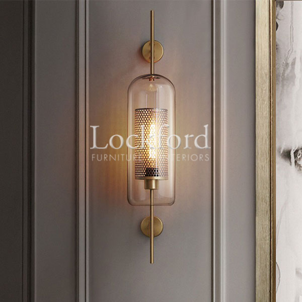 Farringdon Contemporary Cylinder Wall Lamp with Brass Accent