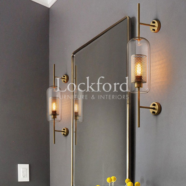 Farringdon Contemporary Cylinder Wall Lamp with Brass Accent