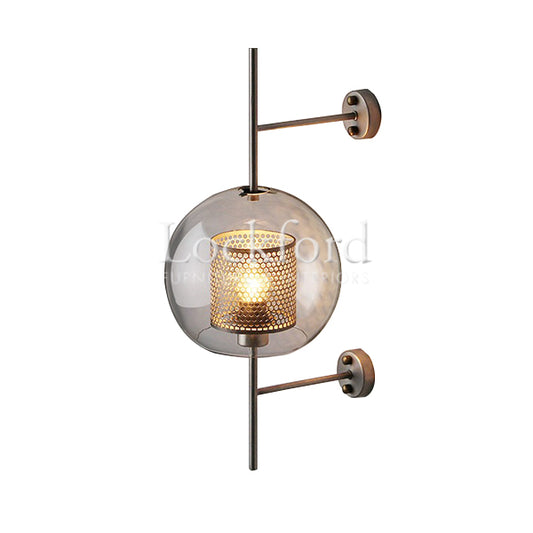 Farringdon Contemporary Sphere Wall Lamp with Brass Accent
