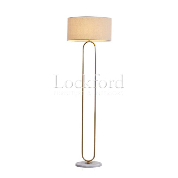 Kingston Contemporary Brass Floor Lamp with Marble Base