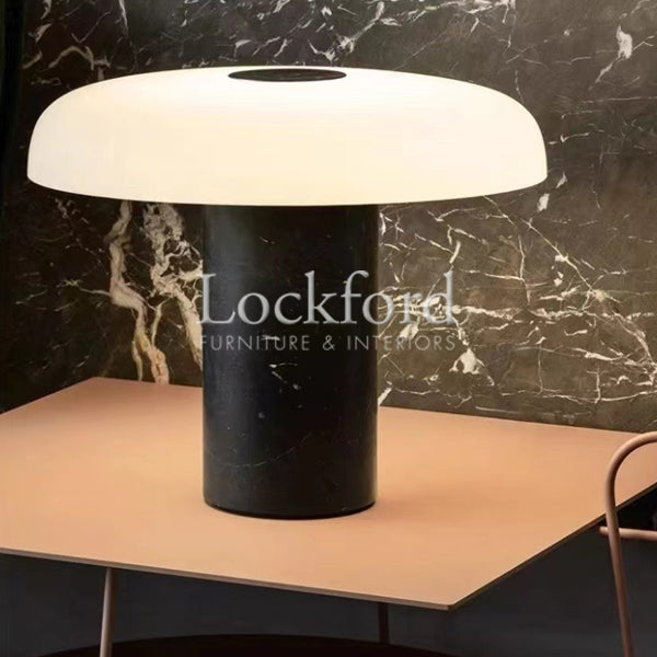 Laurent Luxury Mushroom Table Light with Black Marble Base