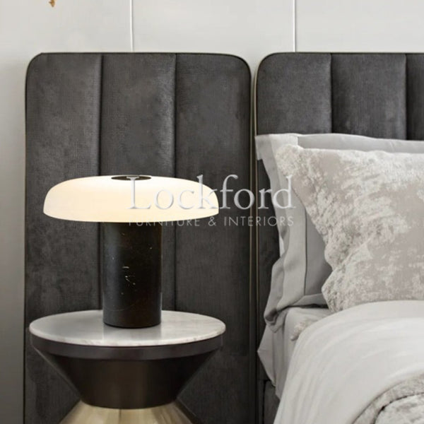 Laurent Luxury Mushroom Table Light with Black Marble Base