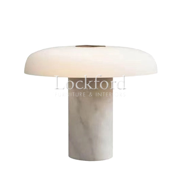勞倫特豪華蘑菇檯燈，白色大理石底座