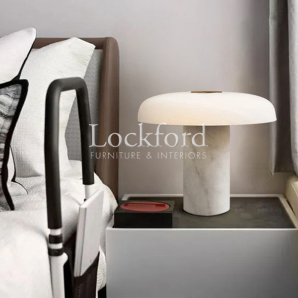 Laurent Luxury Mushroom Table Light with White Marble Base