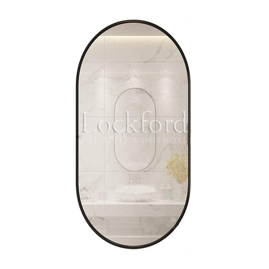 Pill Shaped Mirror with Black Frame - More Sizes