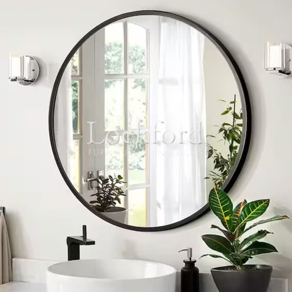 Round Mirror with Black Frame - More Sizes
